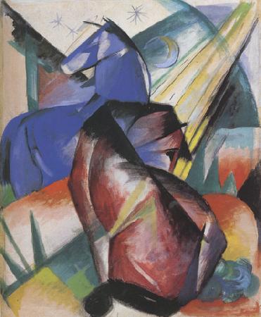 Franz Marc Two Horses,Red and Blue (mk34) Sweden oil painting art